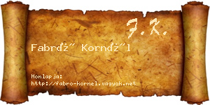 Fabró Kornél névjegykártya